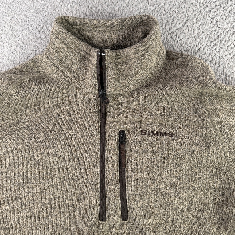 Simms Quarter Zip Pullover Mens Large Tan Heather Sweater Fleece Fishing 9560